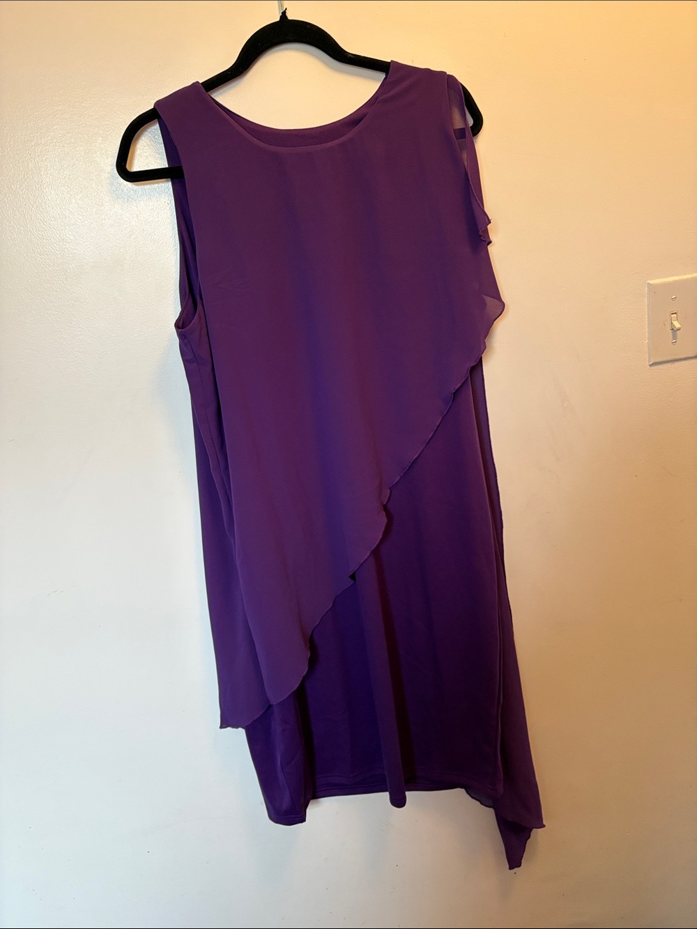 Purple Sleeveless Asymmetric Overlay Dress